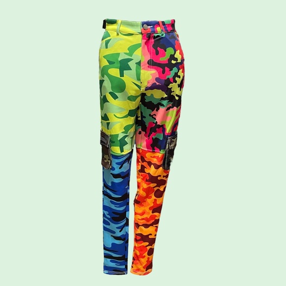 SO REAL Amazing Colorful “Camo Fever” Top & Pants – Large – NWT - Picture 9 of 12